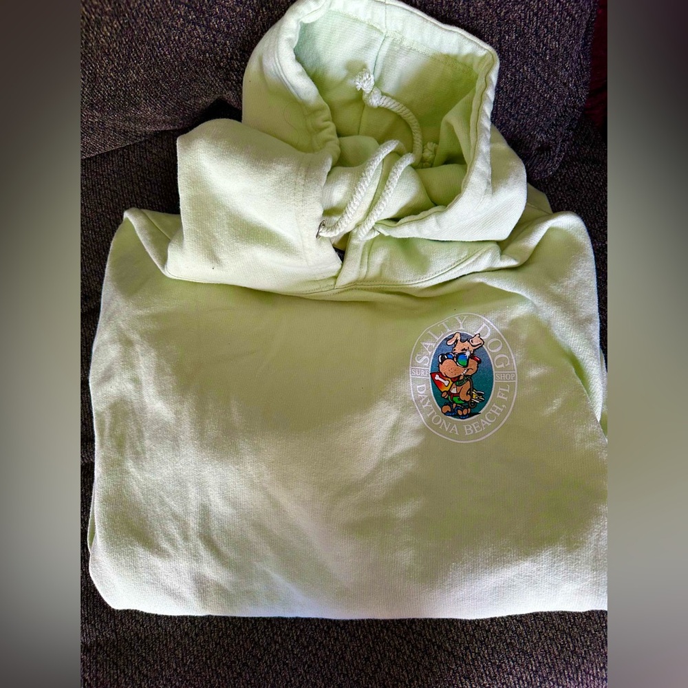 Light green Salty Dog Surf shop hooded sweatshirt
